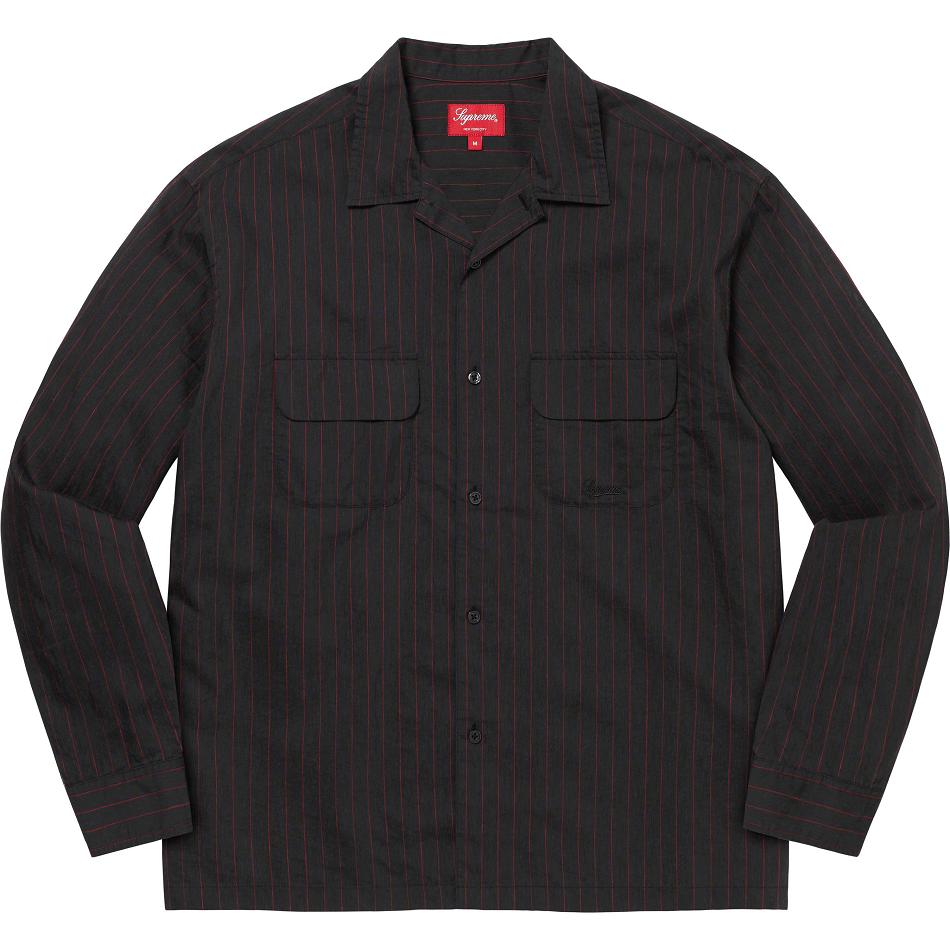 Black Supreme Pinstripe Linen Shirts | Supreme 255OR